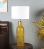 White Iron & Cloth Shade Table Lamp with Orange Base