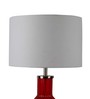 White Iron & Cloth Shade Table Lamp With Red Base