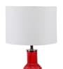 White Iron & Cloth Shade Table Lamp with Red Base