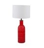 White Iron & Cloth Shade Table Lamp with Red Base