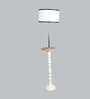White Iron & Cloth Shade Floor Lamp With White Base