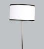 White Iron & Cloth Shade Floor Lamp With White Base