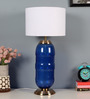 Mabel White Cloth Shade Night Lamp With Glass Base