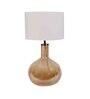 White Iron & Cloth Shade Tablel Lamp With Gold Base