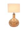 White Iron & Cloth Shade Tablel Lamp With Gold Base