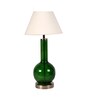 White Iron & Cloth Shade Tablel Lamp with Green Base