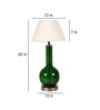 White Iron & Cloth Shade Tablel Lamp with Green Base