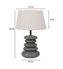 White Iron & Cloth Shade Tablel Lamp With Grey Base
