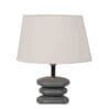 White Iron & Cloth Shade Tablel Lamp With Grey Base