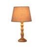 White Iron & Cloth Shade Tablel Lamp with Natural Base