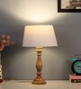 Lolita White Cloth Shade Night Lamp With Mango wood Base