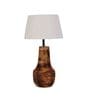 White Iron & Cloth Shade Tablel Lamp with Natural Base