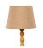 White Iron & Cloth Shade Tablel Lamp with Natural Base