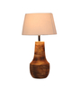 White Iron & Cloth Shade Tablel Lamp with Natural Base