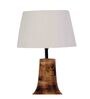 White Iron & Cloth Shade Tablel Lamp with Natural Base