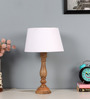 Lolita White Cloth Shade Night Lamp With Mango wood Base