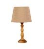 White Iron & Cloth Shade Tablel Lamp with Natural Base