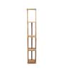 Damien White Cloth Shade Shelf Floor Lamp With Mango wood Base