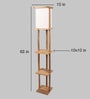 Damien White Cloth Shade Shelf Floor Lamp With Mango wood Base