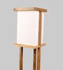 Damien White Cloth Shade Shelf Floor Lamp With Mango wood Base