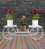 White Iron Hand Cart Shaped Planter Stand