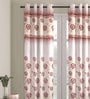 White Jacquard Floral Light Filtering Eyelet 7 Feet Door Curtain