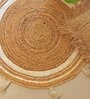 White Jute 3 Feet Round Carpet with Pompoms