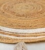 White Jute 3 Feet Round Carpet with Pompoms