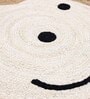 White Jute 3 Ft Round Carpet with Pompoms