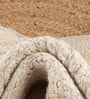 White Jute 3 Ft Round Carpet with Pompoms