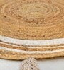 White Jute 4 Feet Round Carpet with Pompoms