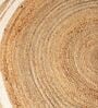 White Jute 4 Feet Round Carpet with Pompoms