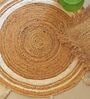 White Jute 4 Feet Round Carpet with Pompoms
