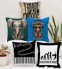 White Jute Abstract 16x16 inches Cushion Covers (Pack of 5)