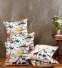 White Jute Animal 16x16 inches Cushion Covers Set of 5