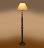 White Jute Conical Wooden Floor Lamp