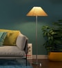 White Jute Coolie Shade Floor Lamp Steel Base