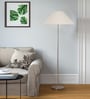 White Jute Coolie Shade Floor Lamp Steel Base