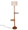 White Jute Drum Wooden Floor Lamp