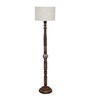 White Jute Drum Wooden Floor Lamp