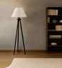 White Jute Drum Shade With Wooden Tripod Lamp(14X14X56 Inches)