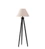 White Jute Drum Shade With Wooden Tripod Lamp(14X14X56 Inches)