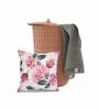 White Jute Floral 16x16 inches Cushion Cover (5Pc)