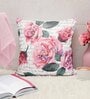White Jute Floral 16x16 inches Cushion Cover (5Pc)