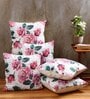 White Jute Floral 16x16 inches Cushion Cover (5Pc)
