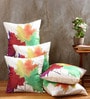 White Jute Floral 40x40 inches Cushion Covers Set of 5