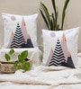 White Jute Geometric 16x16 inches Cushion Covers (Pack of 2)