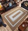 White Geometric Jute 5 ft x 7 ft Hand Woven Carpet