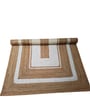 White Geometric Jute 5 ft x 7 ft Hand Woven Carpet
