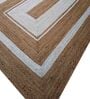 White Geometric Jute 5 ft x 7 ft Hand Woven Carpet